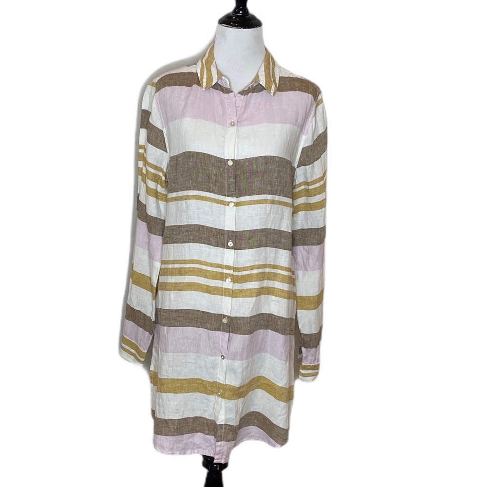 Rachel Zoe Pastel Striped Linen Button-down Size Medium